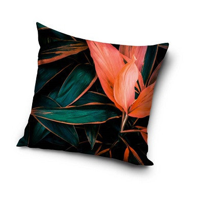 Flower pattern cushion cover 40x40 cm - black-orange