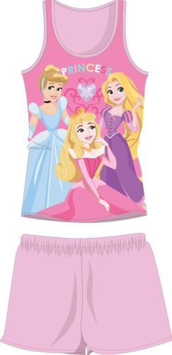 Letnia pijama dziecięca bez rękówów Disney Princesses - bawełniana pijama - jasnoróżowa - 104