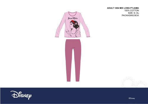 Damska pijama z jerseyu Disney Śnieżka – bawełniana pijama – jasnoróżowo-fioletowy – S