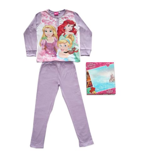 Long thin cotton children's pajamas - Princesses - Goldilocks, Ariel, Sleeping Beauty pattern - Jersey - light purple - 98