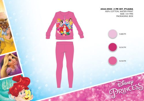 Winter cotton interlock children's pajamas - Disney Princesses - pink - 98