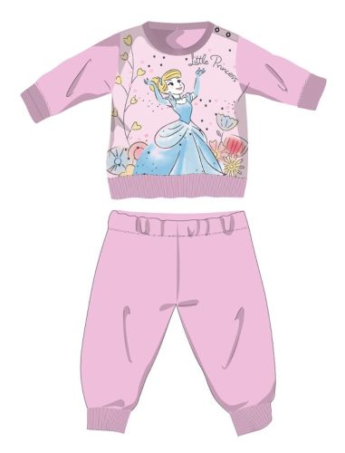 Zimowa bawełniana piżama dziecięca Disney Princesses - piżama interlock - jasnoróżowa - 86