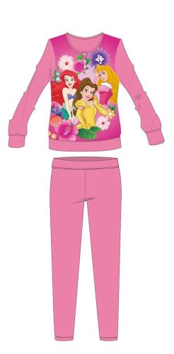 Gruba zimowa pijama dziecięca Disney Princesses - bawełniana flanelowa pijama - ciemny róż - 104