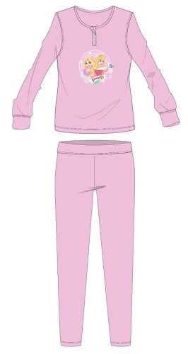 Bawełniana pijama flanelowa Disney Princesses - gruba zimowa pijama dziecięca - jasnoróżowa - 104