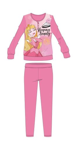 Zimowa bawełniana piżama dziecięca Disney Princesses - piżama interlock - róża - 110