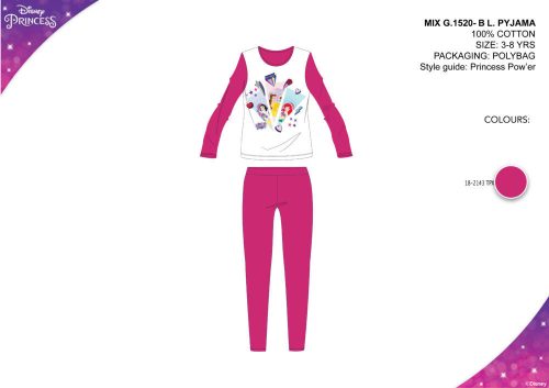 Dziecięca pijama z jerseyu Księżniczki Disneya - róża - 110