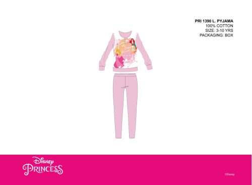 Cienka bawełniana pijama dziecięca Księżniczki Disneya - pijama jerseyowa - jasnoróżowa - 104