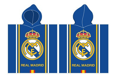 Real Madrid 100% cotton poncho - 55x110 cm - blue striped