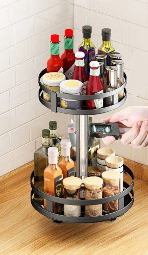 Two-level kitchen spice rack round
