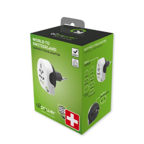 Q2 power Utazóadapter "World to Switzerland