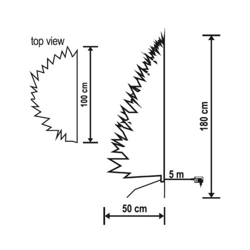Home KMF 7/180 fél műfenyő beépített világítással, 240 db LED, 180 cm magasság, 100 cm legnagyobb átmérő, sík oldal