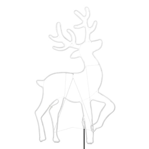 Home NEON 4 szarvas figura, LED-es neon fény, két oldalú, fém váz, IP44, kültéri, beltéri, napsárga