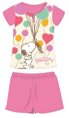 Letnia pijama bawełniana Snoopy z krótkim rówkakiem - dziecięca pijama z jerseyu - róża - 128