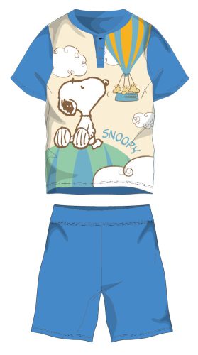 Snoopy Kurzarm-Sommer-Baumwollpyjama – Kinder-Jersey-Pyjama – Hellblau – 98