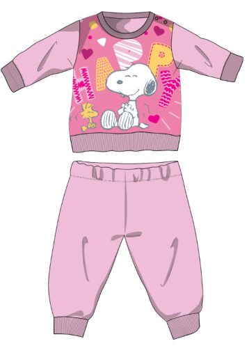 Snoopy long thin baby pajamas - cotton jersey pajamas - light pink - 86