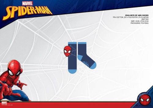 Spiderman non-slip plush ankle socks for children - dark blue-light blue-red - 27-30