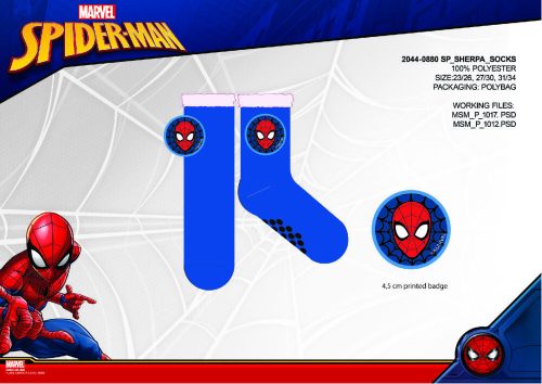 Spiderman non-slip warm winter socks for children - sherpa socks - dark blue - 23-26