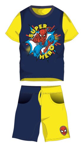 Ansamblu de vară din bumbac Spiderman - set tricou-short - galben-albastru geçet - 122