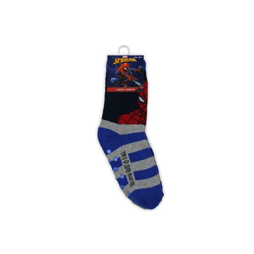 Anti-slip children's ankle socks - Spiderman - thermal plush - dark blue-medium blue - 27-30