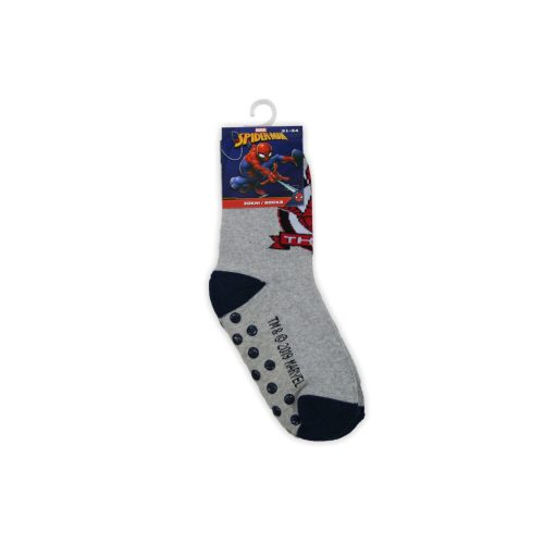 Non-slip children's ankle socks - Spiderman - thermal plush - gray - 27-30