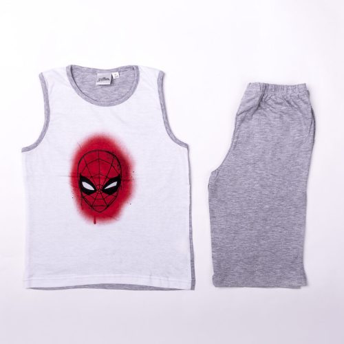 Ansamblu de vară din bumbac băiat Spiderman - Set tricou și pantaloni scurți - gri - 104