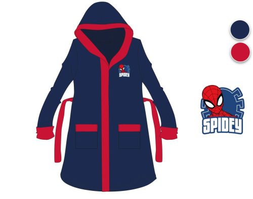 Spiderman hooded cotton robe for children - dark blue - 122-128