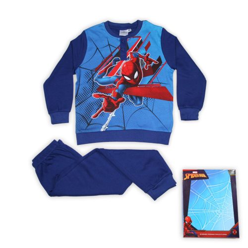 Winter cotton children's pajamas - Spiderman - dark blue - 134