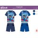 Letni komplet bawełniany Stitch dla chłopców - komplet t-shirt-spodenki - średni błękit - 110