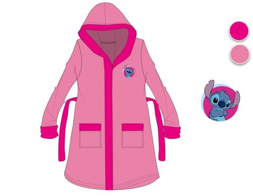 Disney Stitch hooded cotton robe for little girls - pink - 98-104