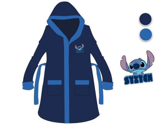 Disney Stitch hooded cotton robe for boys - dark blue - 122-128