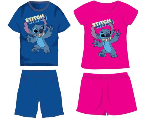 Letni bawełniany komplet Disney Stitch - komplet koszulka-spodenki - średni błękit - 104