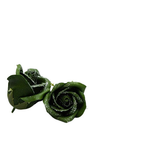 Ciemnozielone mydło brokatowe róże 5,5 cm