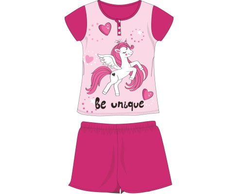 Summer short-sleeved children's cotton pajamas - Unicorn - pink - 134