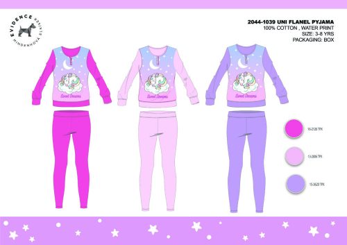 Pijamale de jiarna din bumbac gros pentru copii - pijamale de flannel - Unicorn - roz - 134