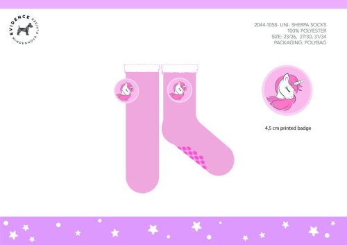 Unicorn non-slip warm winter socks for children - sherpa socks - light pink - 23-26