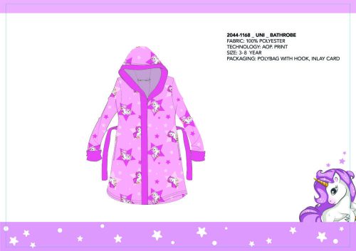 Microfiber hooded robe for children - Unicorn - 98-104