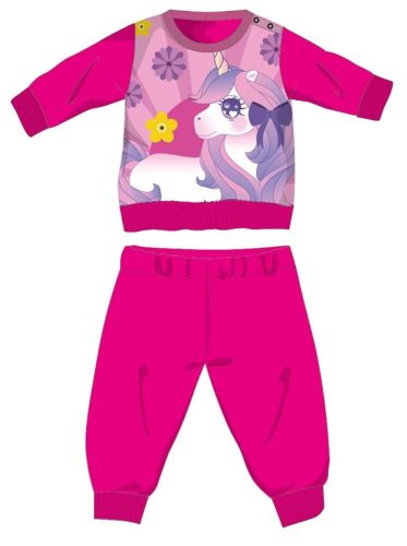 Gruba zimowa pijama dziecięca Jednorożec - bawełniana flanelowa pijama - rozą - 86