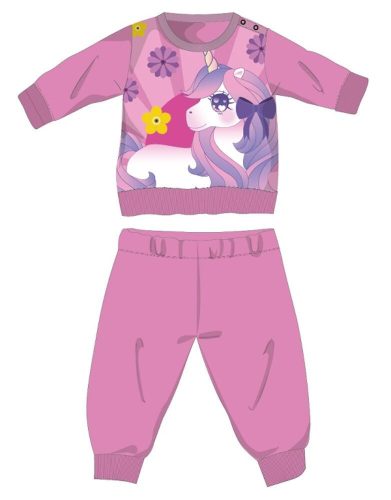 Unicorn winter thick baby pajamas - cotton flannel pajamas - dark pink - 86