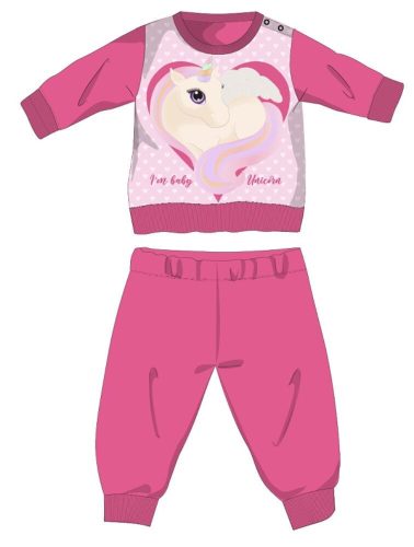 Unicorn winter cotton baby pajamas - interlock pajamas - pink - 80