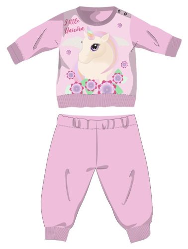 Unicorn winter cotton baby pajamas - interlock pajamas - light pink - 80