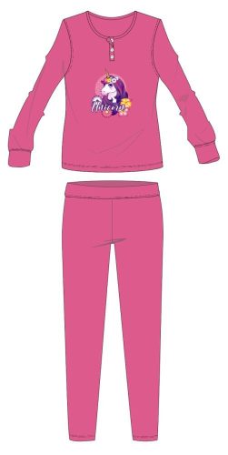 Zimowa, bawełniana piżama dziecięca Jednorożec - piżama interlock - roża - 116