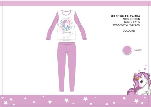 Dziecięca piżama z jerseyu Jednorożec - bawełniana piżama - jasny fiolet - 110
