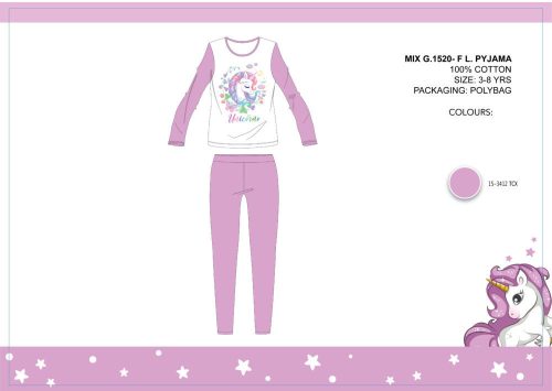 Unicorn children's jersey pajamas - cotton pajamas - light purple - 110