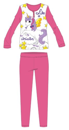 Długa, cienka pijama dziecięca Jednorożec - bawełniana pijama z jerseyu - róża - 104