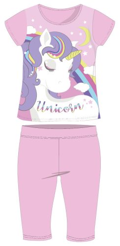 Unicorn Short Sleeve Summer Cotton Pajamas - Kids Jersey Pajamas - Light Pink - 110