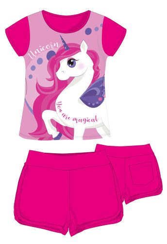 Unicorn cotton summer ensemble - T-shirt-shorts set - pink - 104