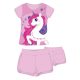 Unicorn cotton summer ensemble - T-shirt and shorts set - light pink - 122