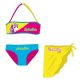 Unicorn swimsuit set - bikini+skirt for little girls - pink-turquoise-blue-yellow - 104