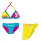 Unicorn swimsuit set - bikini with triangle top + skirt for little girls - turquoise-pink-yellow - 104