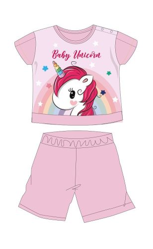 Unicorn summer short-sleeved baby pajamas - cotton jersey pajamas - light pink - 86